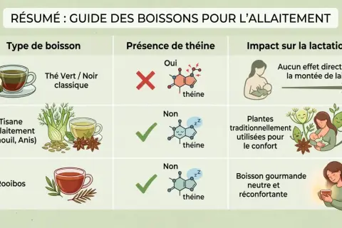 Guide des boissons pour l'allaitement : la tisane d'allaitement au fenouil et anis est sans théine et réconfortante.