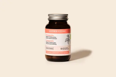Flacon d'Ashwagandha KSM-66, 5% Withanolides, pour le bien-être mental et physique. Un complément alimentaire naturel, une alternative douce aux antidépresseurs.