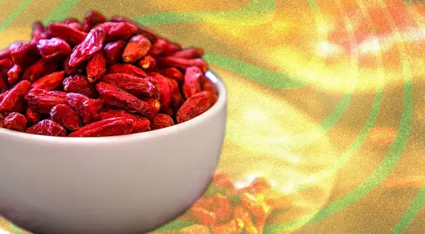 Un bol de baies de goji rouges séchées, symbolisant les nombreux baie de goji bienfaits pour la santé.