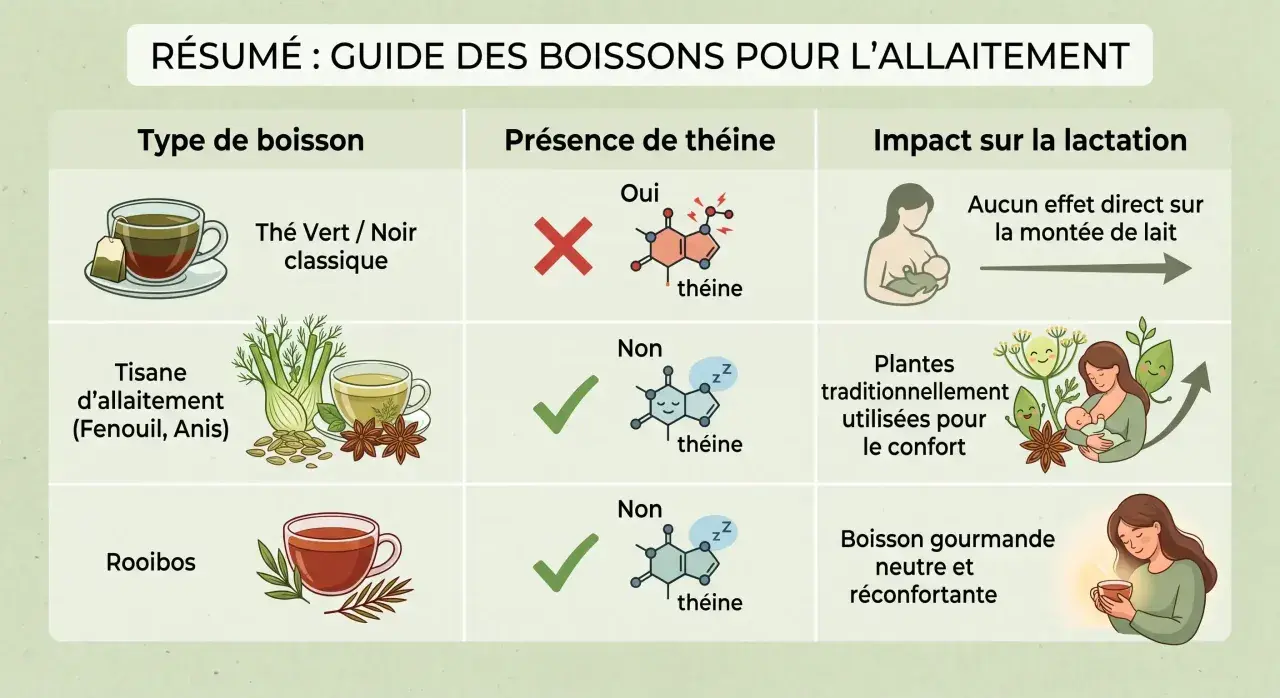 Guide des boissons pour l'allaitement : la tisane d'allaitement au fenouil et anis est sans théine et réconfortante.