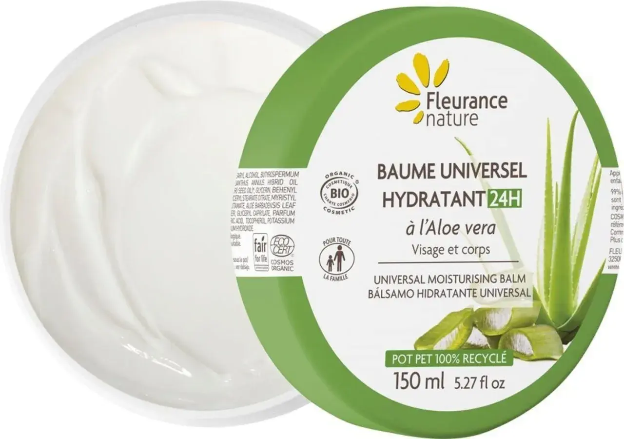 Crème hydratante 24h à l'aloe vera, idéale pour le visage et le corps. Découvrez que faire avec de l'aloe vera pour une peau nourrie.