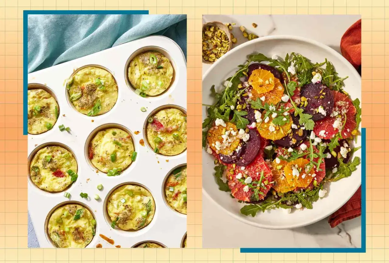 Muffins aux &oelig;ufs et salade color&eacute;e. Une alimentation saine peut aider &agrave; g&eacute;rer le psoriasis.