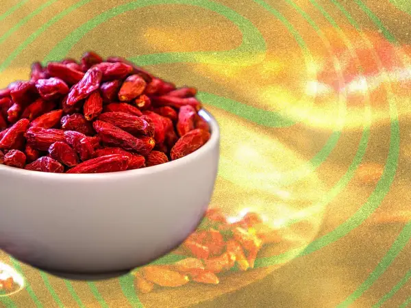 Un bol de baies de goji rouges séchées, symbolisant les nombreux baie de goji bienfaits pour la santé.
